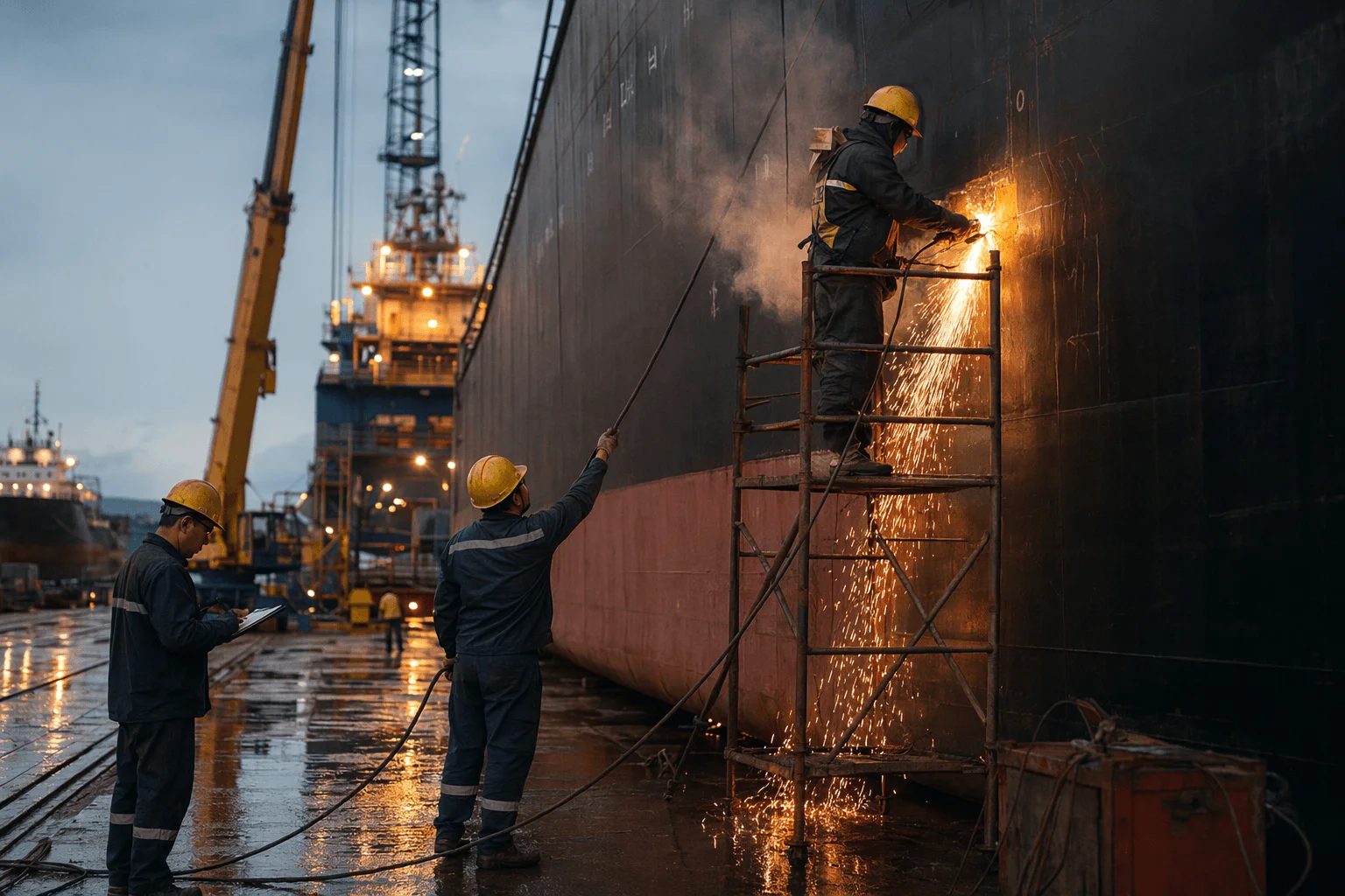 Shipyard welding documentary generated by GPT Image 2